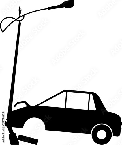 Car Crashed into Street Light Pole