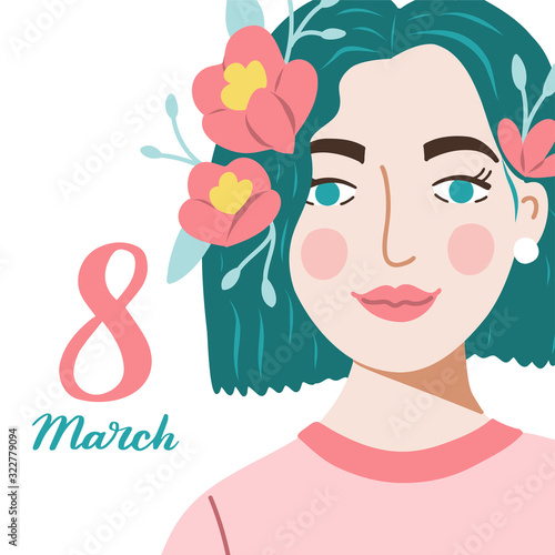 International Women's Day banner. 8 March card. Vector illustration. Template for card, post in social networks and other.