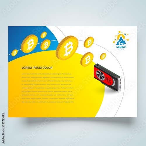 Mining Brochure design template, flyer crypto theme graphics card