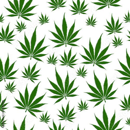Green Marijuana leaf seamless and repeat pattern background