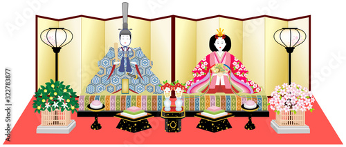 雛人形　雛祭り　白背景