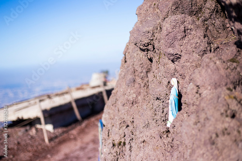 The statue of Saint Teresa Goretti on the top of Mount Vesuvius volcano. photo