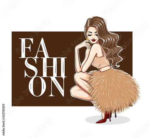 sensual woman in puffy dress and heels