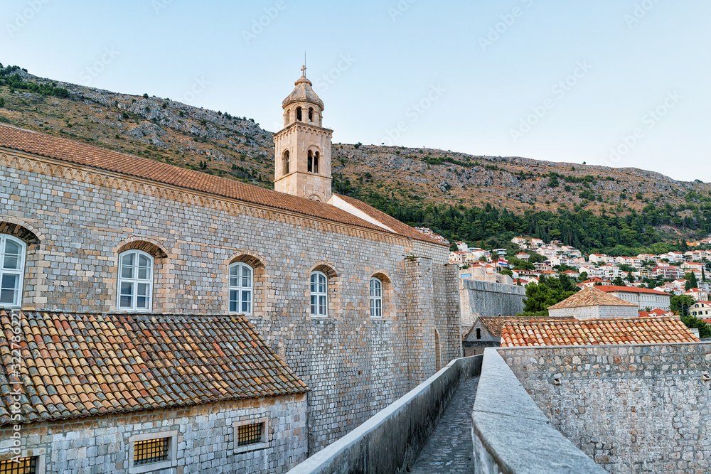 Dominican monastery belfry in Old city with in Dubrovnik