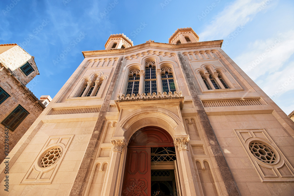Facade of Annunciation Church in Old city of Dubrovnik