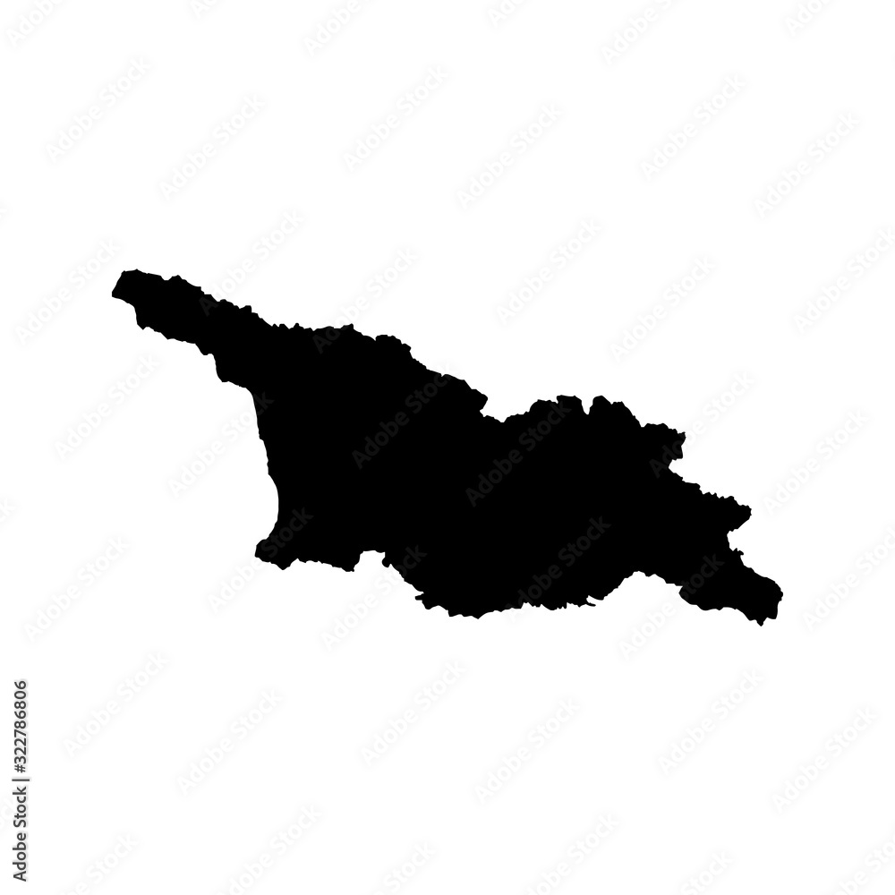 Georgia map vector, isolated on white background. Black template, flat earth. Simplified, generalized with round corners.
