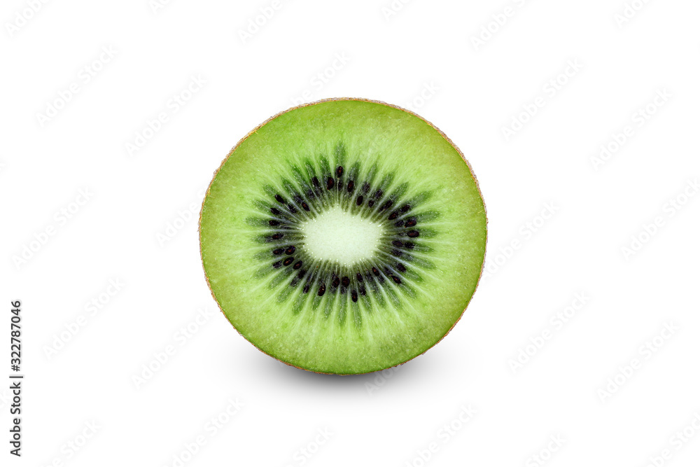 Slice of kiwi fruit isolated on white background, With clipping path Slice of kiwi fruit isolated on white background, With clipping path