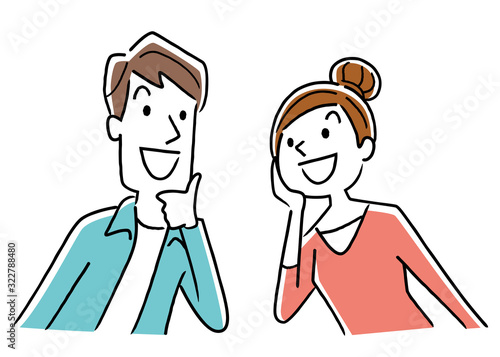 Illustration material: couple, smile, look