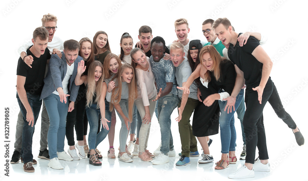 Obraz premium group of successful young people standing in a row.