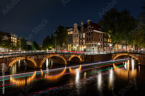 Prinsesgracht in Amsterdam at night