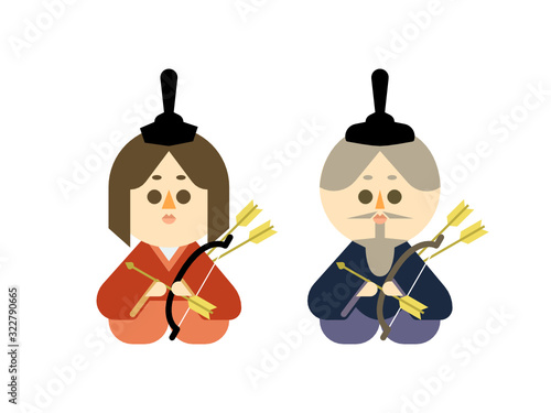 雛人形の随臣の切り抜きやすいイラストセット