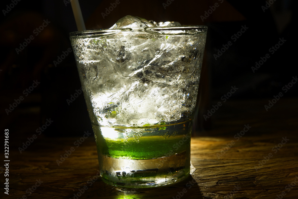 glass of mojito with ice glass of mojito with ice
