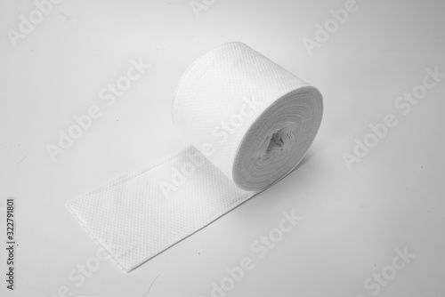 It can be used as a compressed absorbent tissue for medical beauty under white background