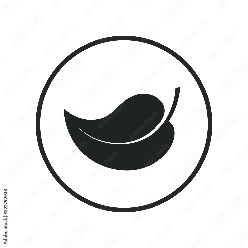 Leaf graphic icon. Leaf sign in the circle isolated on white background. Flat style. Pictogram for web graphics. Vector illustration Leaf graphic icon. Leaf sign in the circle isolated on white background. Flat style. Pictogram for web graphics. Vector illustration