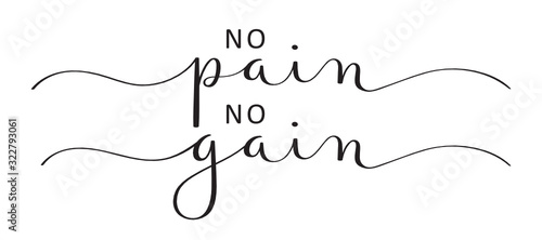 Plakat NO PAIN, NO GAIN. vector brush calligraphy banner with swashes