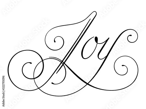 JOY black vector calligraphy banner with swashes