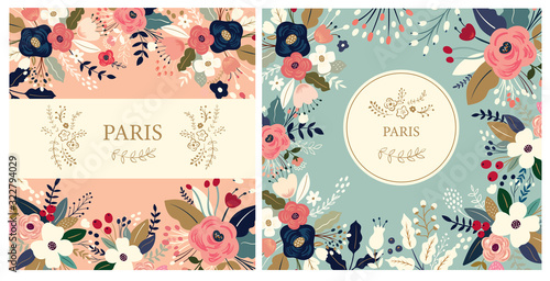 Beautiful collection of floral patterns. Holiday flower patterns for cards, invitations, package design