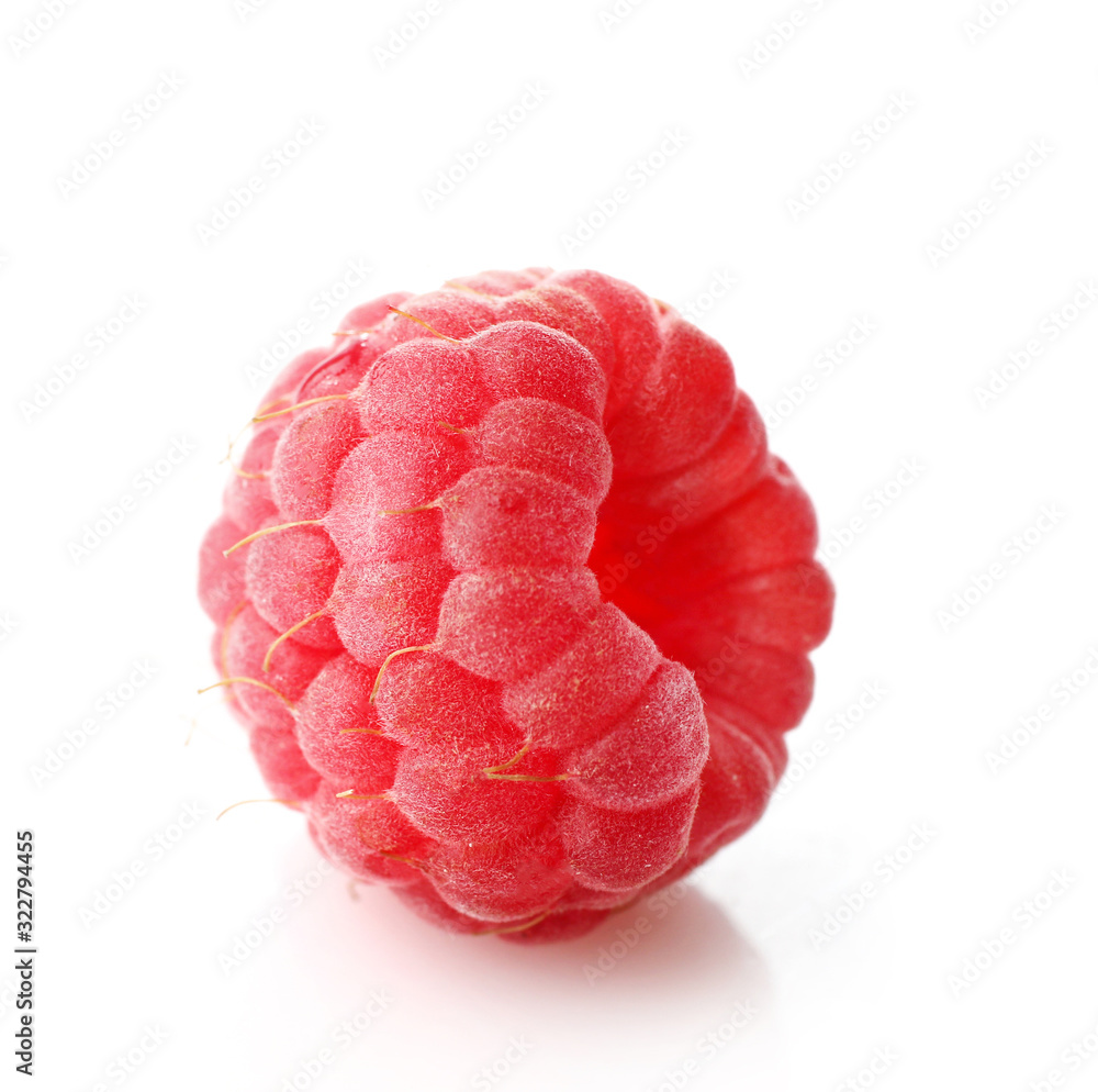 Red ripe raspberry isolated on white background Red ripe raspberry isolated on white background