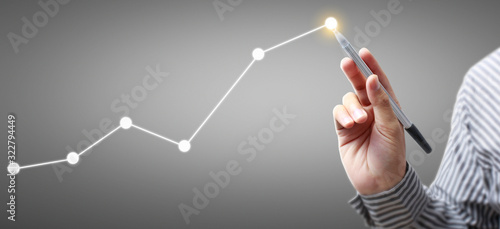 Hand drawing chart, graph stock of growth