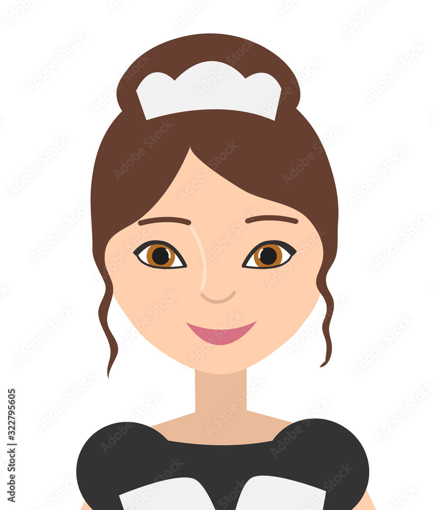 Maid. Woman in uniform isolated on a white background. Vector illustration. Maid. Woman in uniform isolated on a white background. Vector illustration.