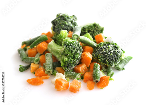 Frozen vegetables isolated on white
