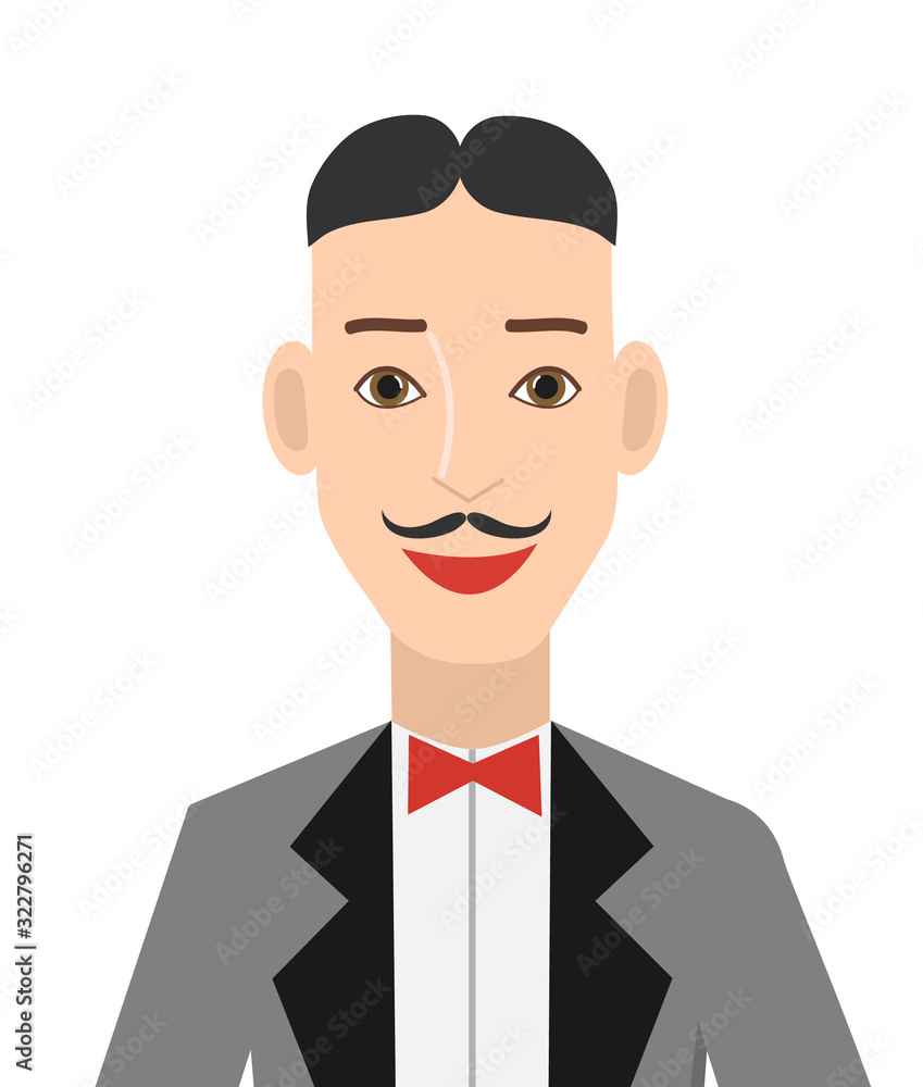 Entertainer isolated on white background. Avatar, portrait. Vector illustration.
