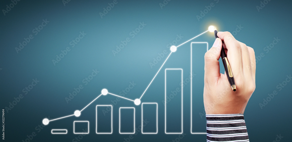 Hand drawing chart, graph stock of growth Hand drawing chart, graph stock of growth