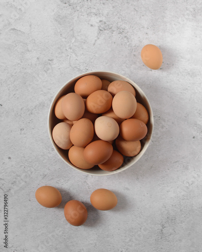Fresh organic chicken eggs from a poultry