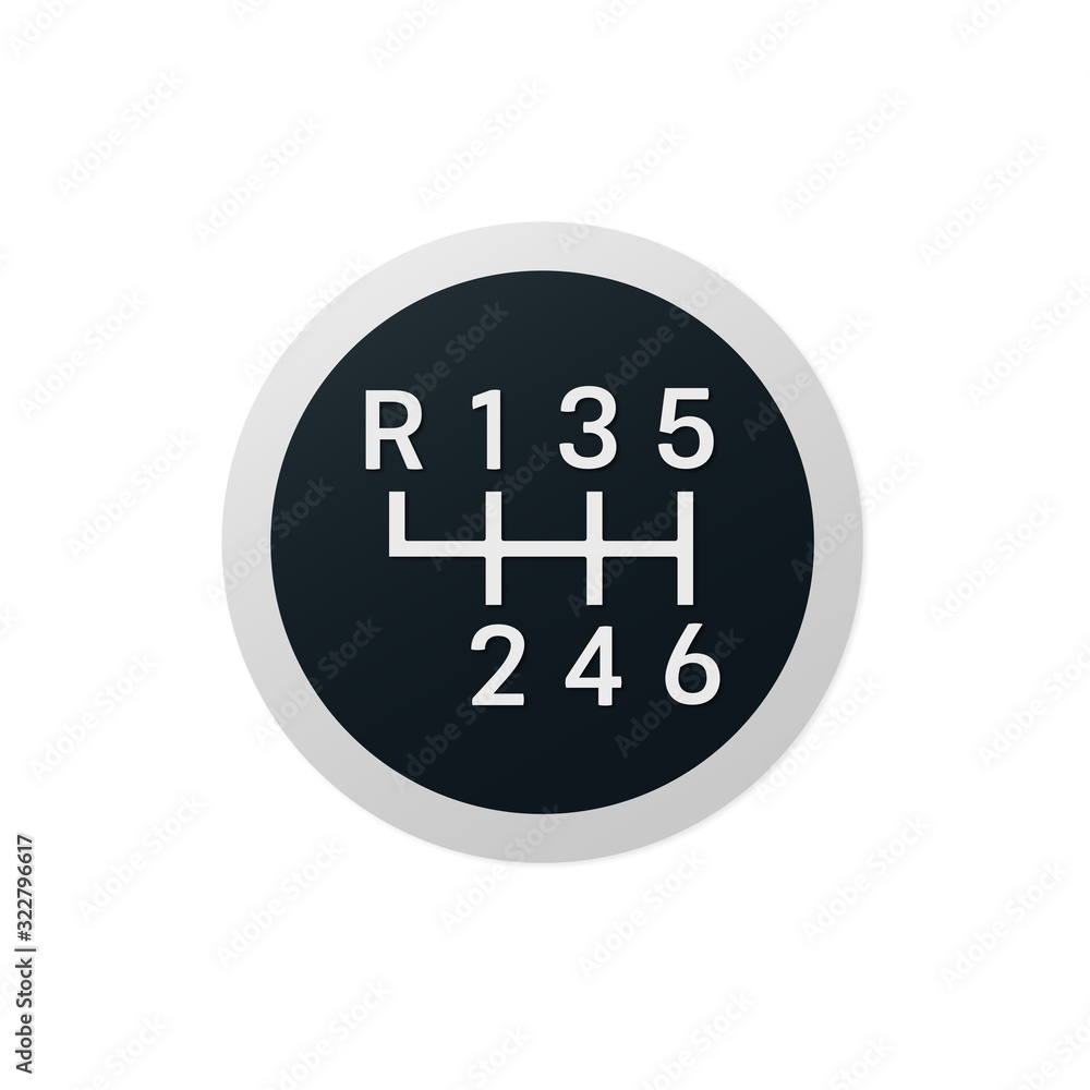 Manual transmission sign icon. Auto car control symbol. Gray circle button with icon. Vector illustration Manual transmission sign icon. Auto car control symbol. Gray circle button with icon. Vector illustration