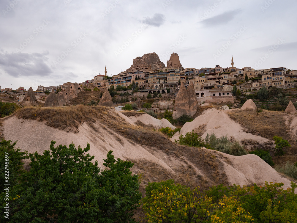 Rock formations at Cappadocia from Uchisar Castle, Nevsehir, Turkey