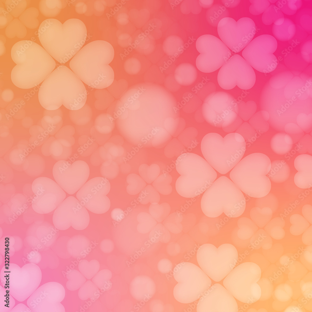 Abstract glowing blurred background, heart bokeh abstract background vector flower design.