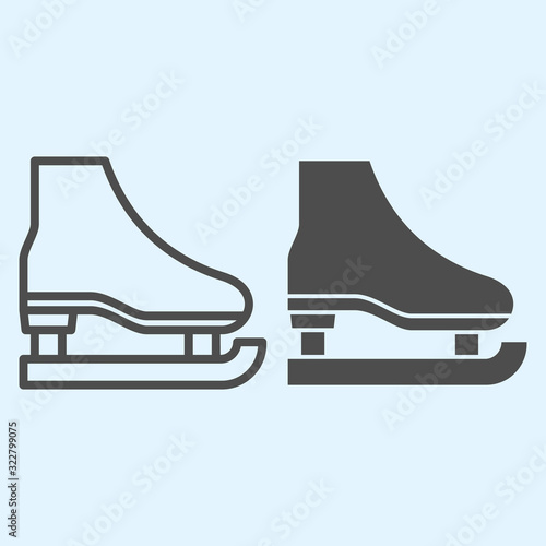 Skate line and solid icon. Shoes for playing hockey on ice. Sport vector design concept, outline style pictogram on white background, use for web and app. Eps 10.