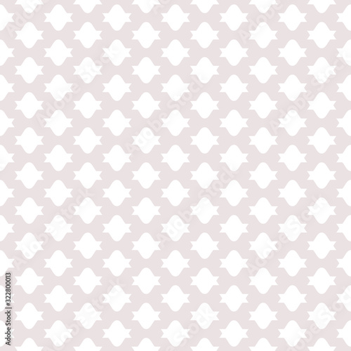 Subtle vector seamless pattern with simple geometric shapes, regular grid. Abstract geometric texture in soft pastel colors, pale pink and white. Delicate repeat background. Design for decor, fabric