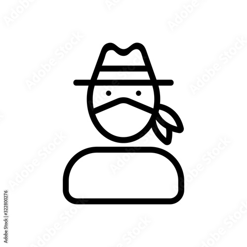The criminal thief is a gangster icon vector. Thin line sign. Isolated contour symbol illustration
