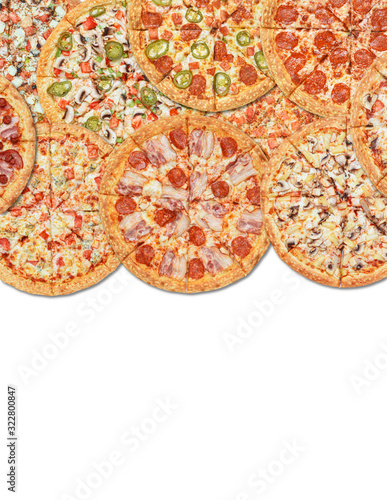 banner with different types of pizza