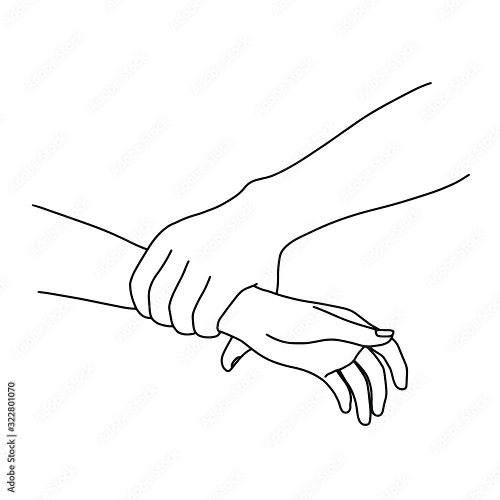 Fototapeta Hands palms together. One Line hands vector drawing. Hands icon. Continuous line drawing. Vector illustration.