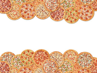 banner with different types of pizza