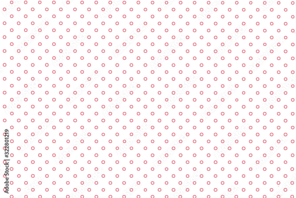 Red circles on white background.  Speckled vintage wallpaper