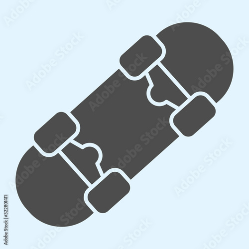 Skateboard solid icon. Board for road activity with wheels. Sport vector design concept, glyph style pictogram on white background, use for web and app. Eps 10.