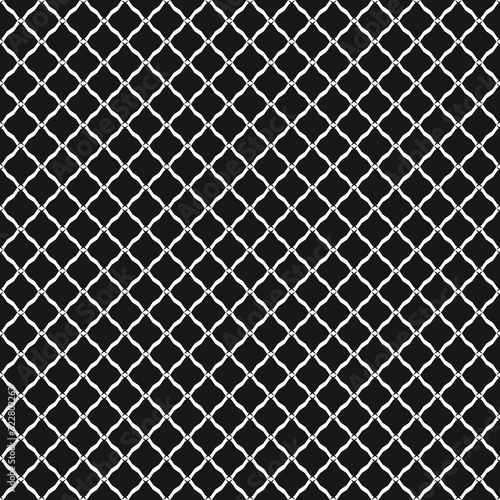 Vector seamless pattern, simple black and white geometric texture. Simple monochrome background of mesh, fishnet, lattice, net, tissue structure. Diamond grid, small rhombuses. Subtle abstract design