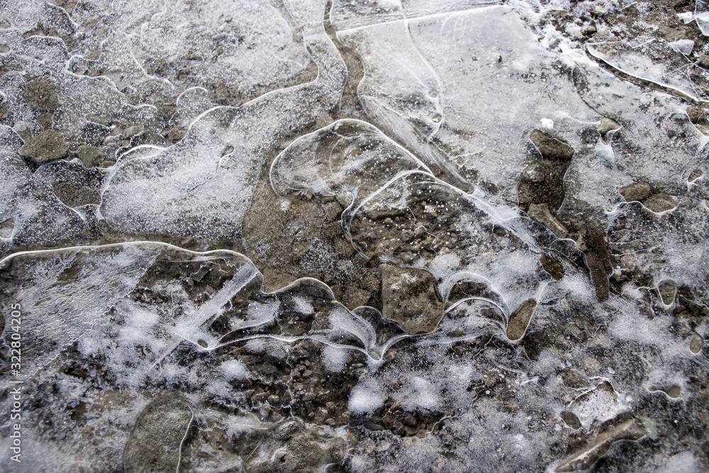 Fototapeta premium Cracked ice. Close-up. Conceptual background for design.