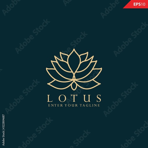 Simple logotype template for premium business. Lotus sign. Abstract flower design. Line creative symbol. 