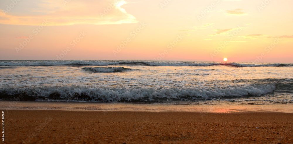 morning seascape with sun and clouds