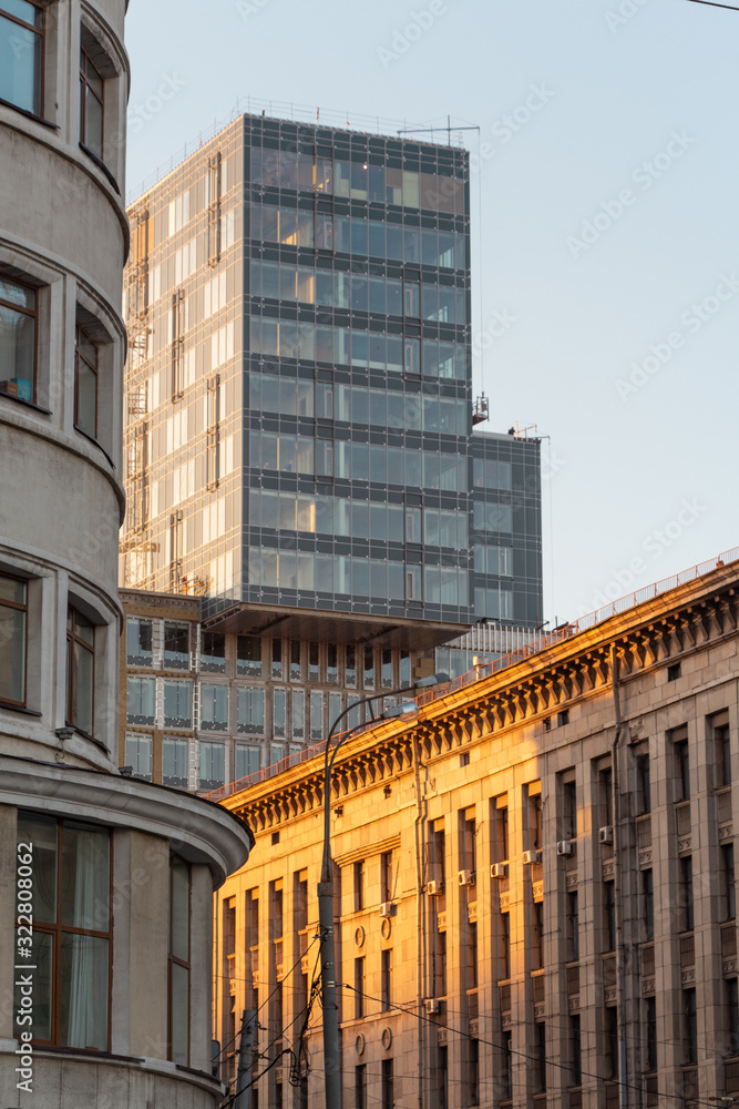Fototapeta premium City, view of the office building under construction