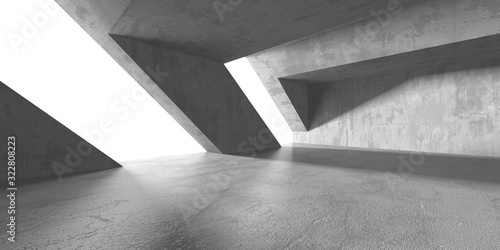 Dark concrete empty room. Modern architecture design