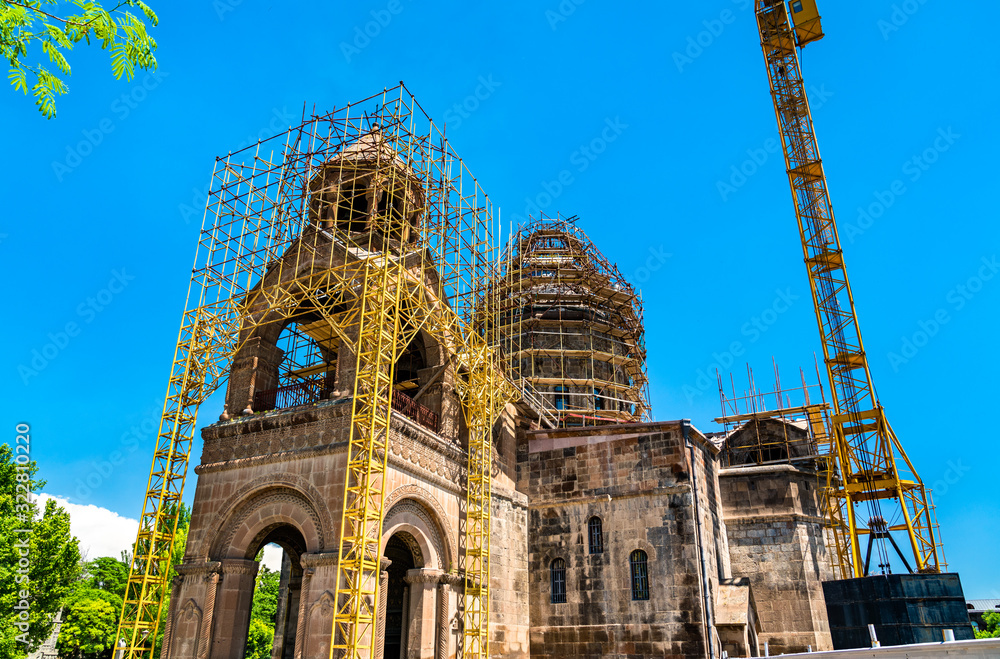 Fototapeta premium Mother Cathedral of Holy Etchmiadzin under restauration. Armenia