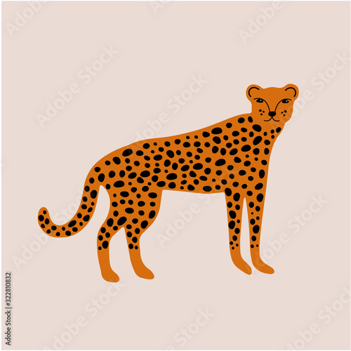 Cartoon cheetah or leopard illustration. Safari wild animal abstract drawing