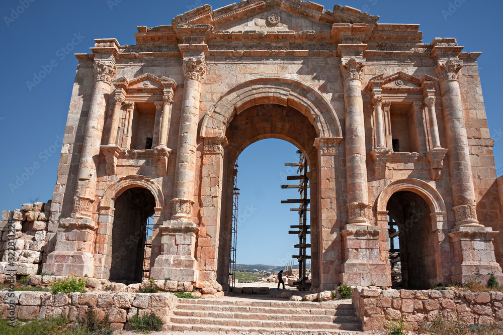 Visit the archaeological ruins of the Roman city of Jerash, Jordan.