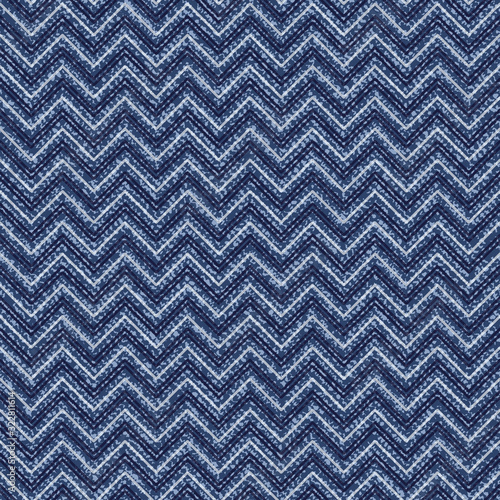 Jeans Washed Indigo Striped Shirt background. Denim Seamless Vector Textile Pattern. Blue Jeans Cloth with Chevron Stripes Repeating Pattern Tile. Men's Fashion Fabric Background