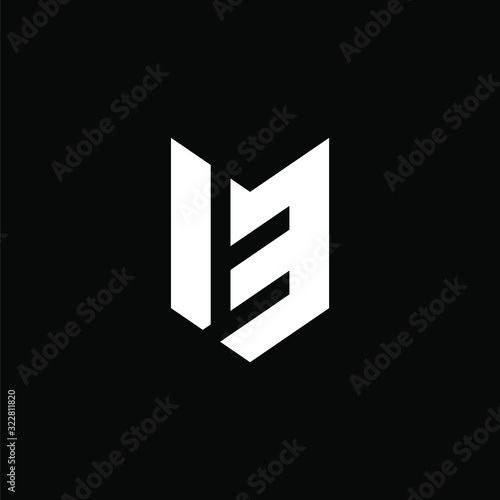 Number 13 logo template with fox head or arrow line art symbol in flat design monogram illustration